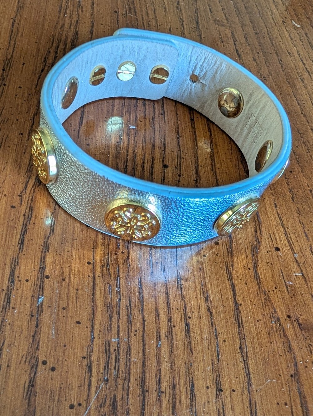 Rustic Cuff Metallic Silver And Gold Leather Snap Cuff Bracelet OS
